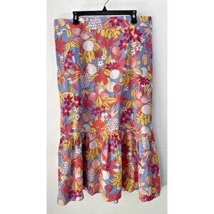 New Talbots Skirt Womens 2X Maxi Floral Pineapple Ruffle Cottagecore Prairie